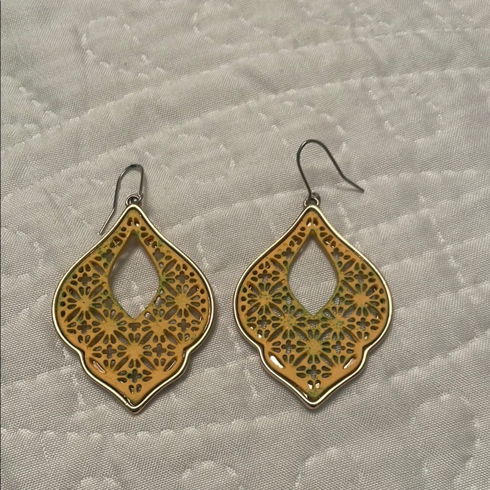 Moroccan Shaped Style Drop Wire Earrings Great Condition